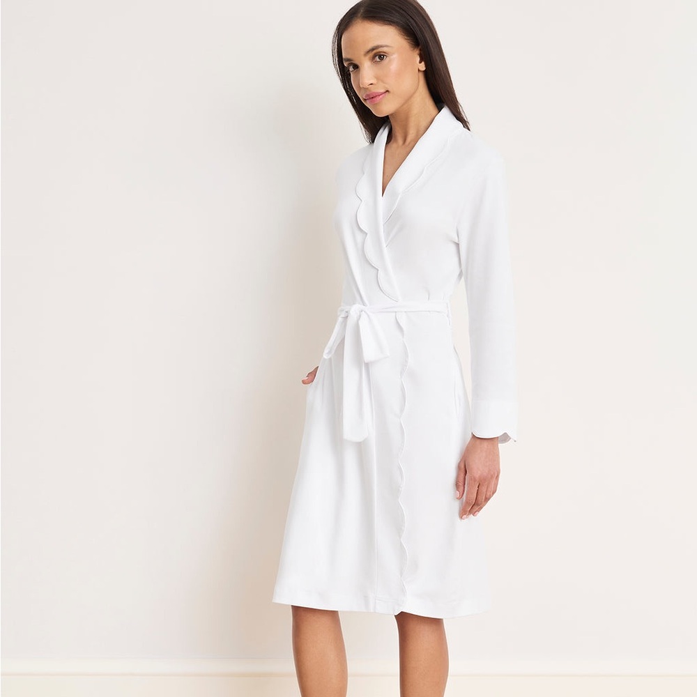 New lake pajamas pima cotton scallop robe S